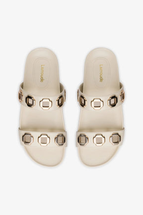 Flat Milan Couro Off White