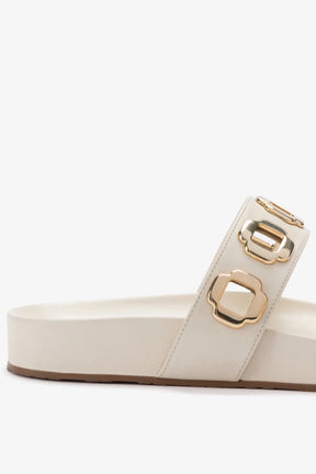 Flat Milan Couro Off White
