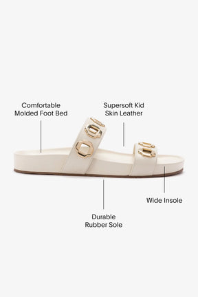 Flat Milan Couro Off White