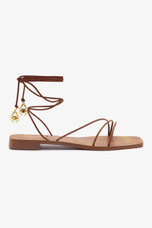 Sandália Flat Nadia Couro Caramelo