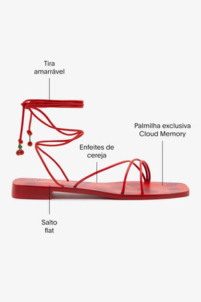 Sandália Flat Nadia Couro Vermelho