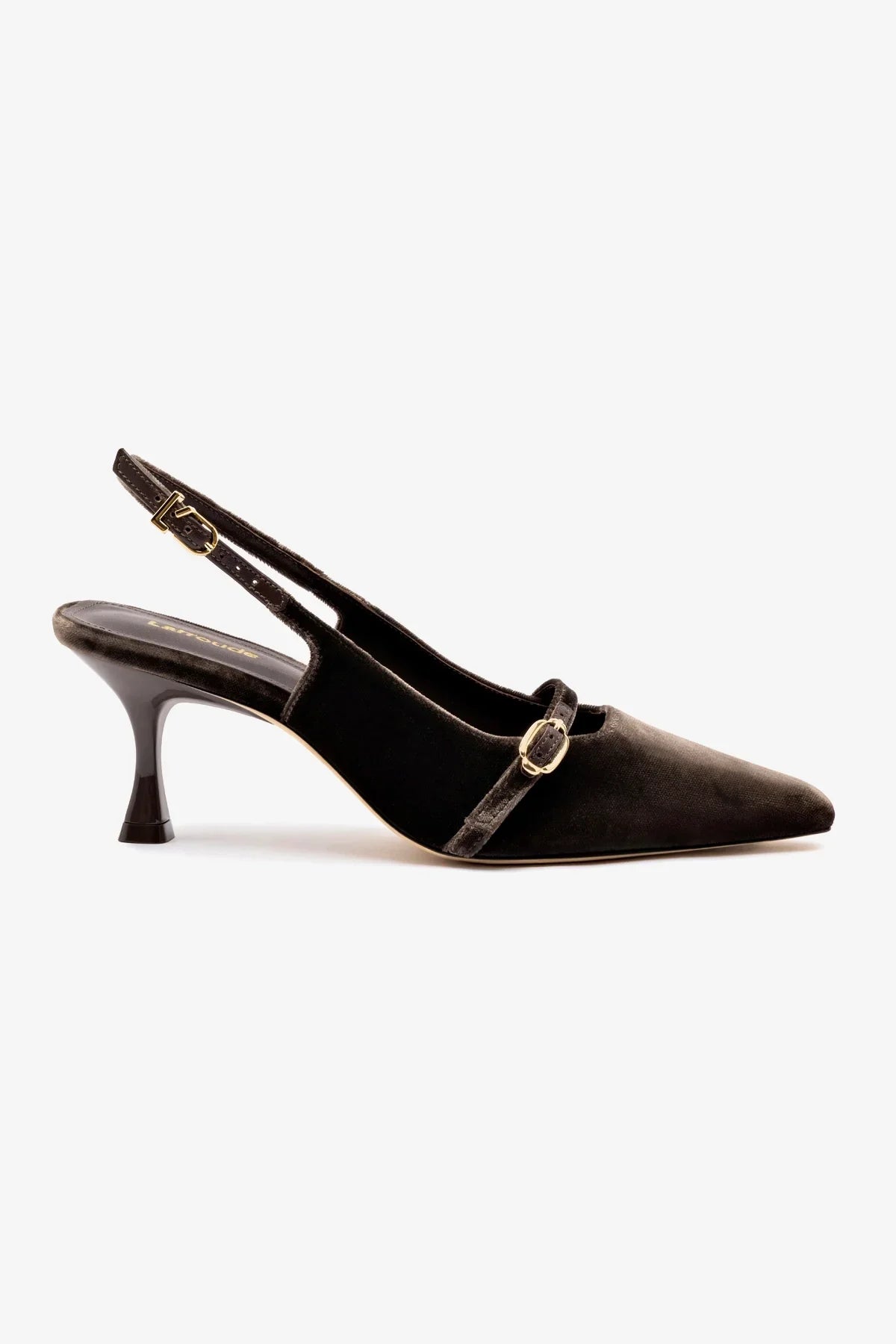 Slingback Ines Veludo Marrom