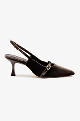 Slingback Ines Veludo Marrom