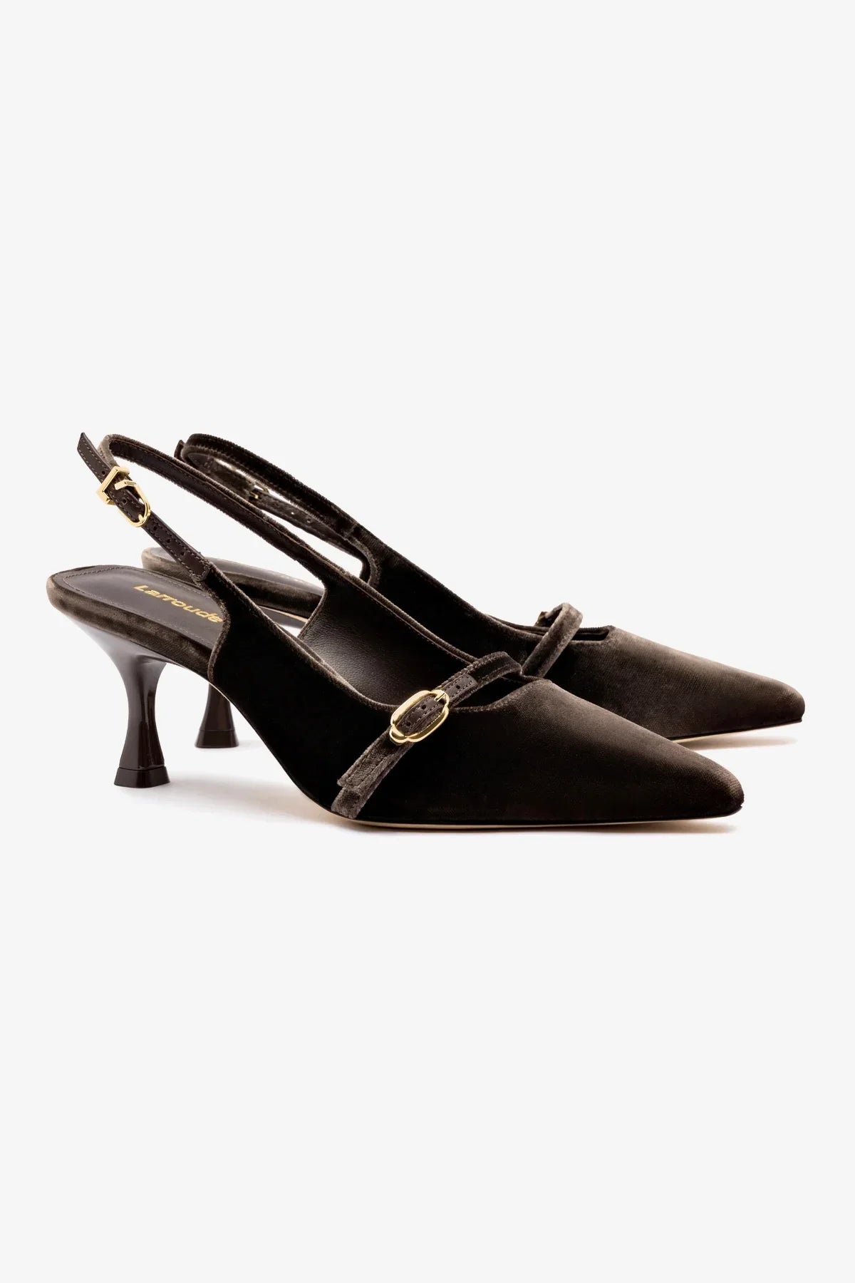 Slingback Ines Veludo Marrom
