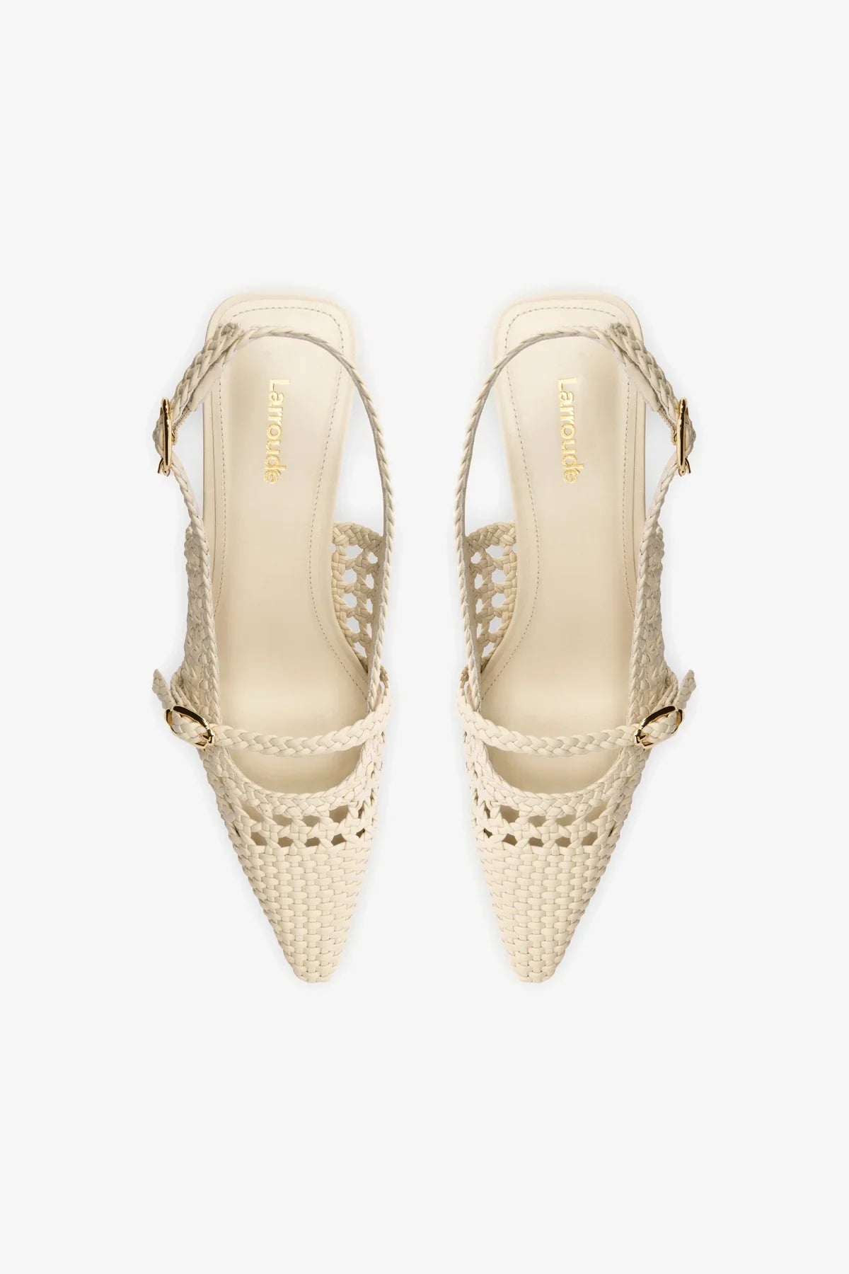 Slingback Ines Macramê Couro Off White