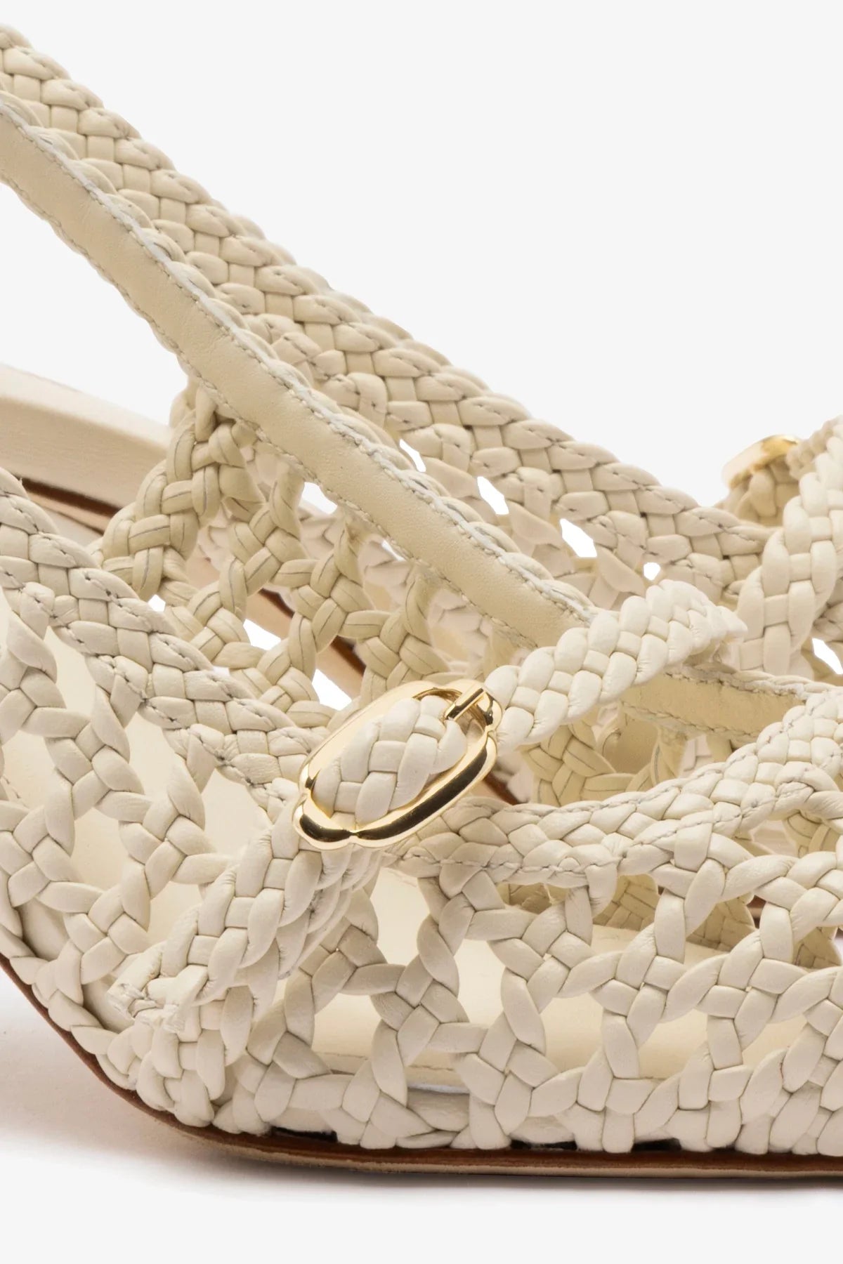 Slingback Ines Macramê Couro Off White