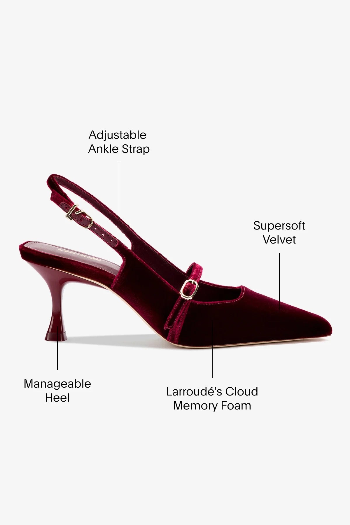 Slingback Ines Veludo Vinho