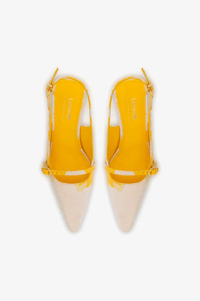 Larroudé x Markarian: Slingback Ines Brocado Amarelo