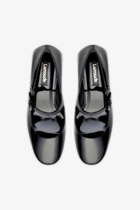 Scarpin Salto Bloco Blair Couro Verniz Preto