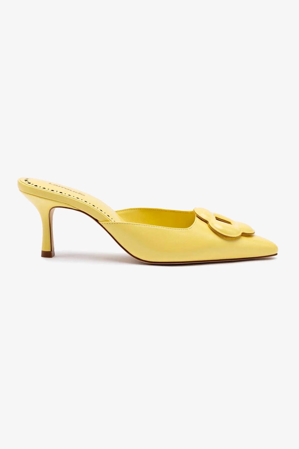 Mule Flora Couro Amarelo