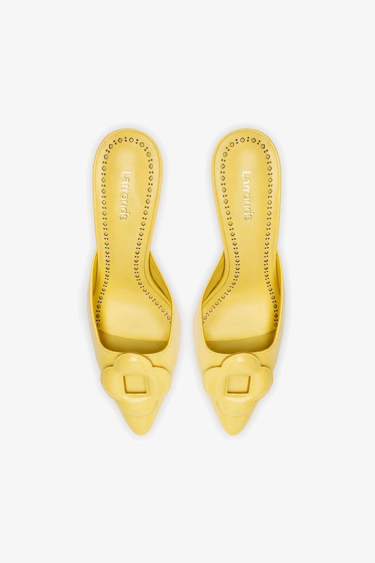 Mule Flora Couro Amarelo