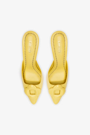 Mule Flora Couro Amarelo