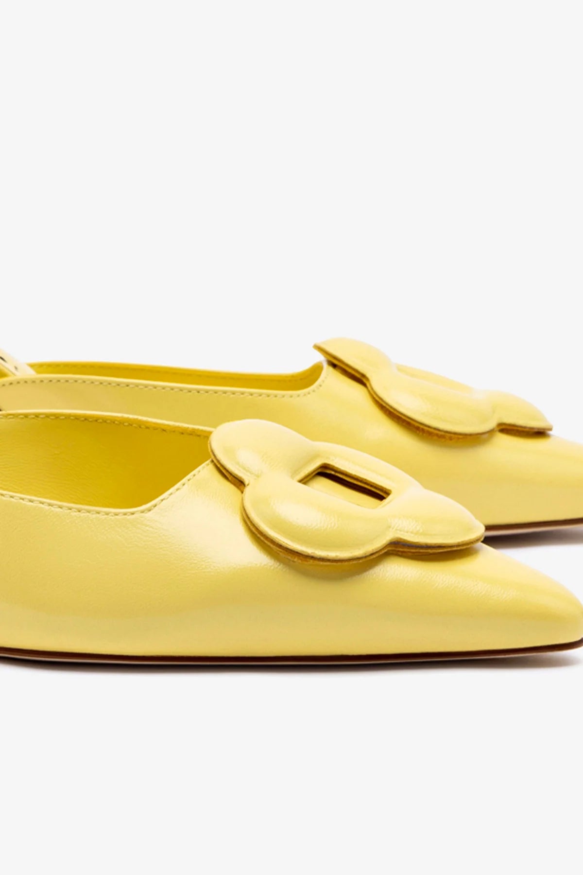 Mule Flora Couro Amarelo