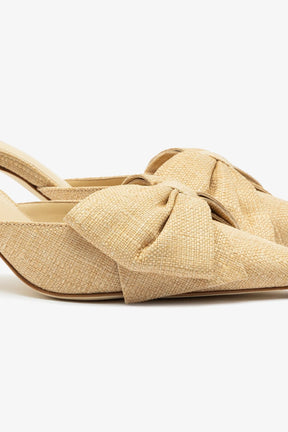 Mule Elle Mini Ráfia Bege