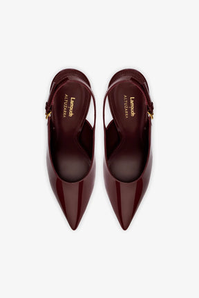 Larroudé x Altuzarra: Slingback Couro Verniz Bordô