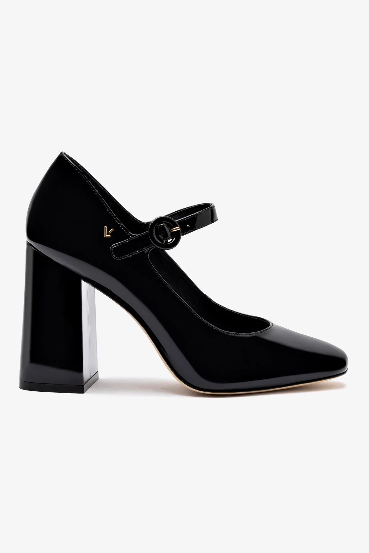 Scarpin Salto Bloco Blair Hi Couro Verniz Preto