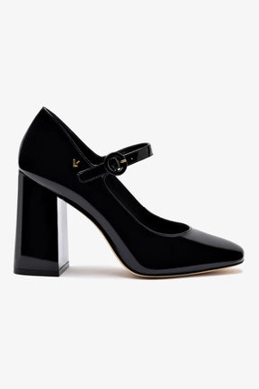 Scarpin Salto Bloco Blair Hi Couro Verniz Preto