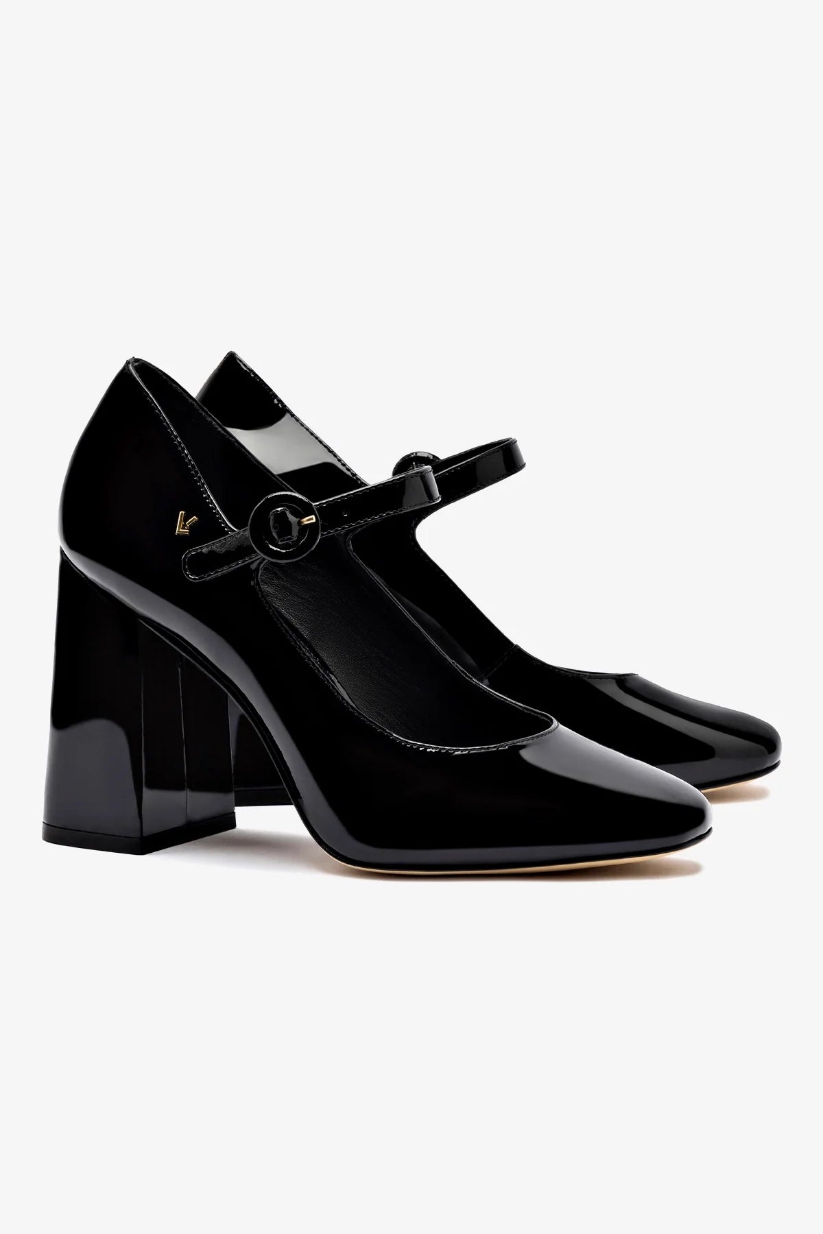 Scarpin Salto Bloco Blair Hi Couro Verniz Preto