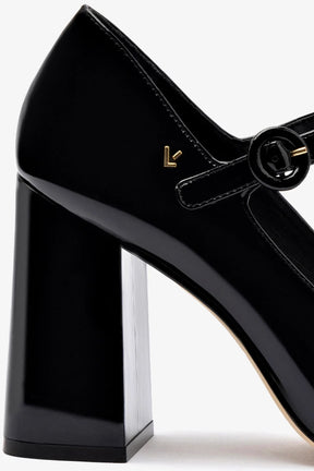 Scarpin Salto Bloco Blair Hi Couro Verniz Preto
