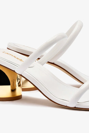Mule Dew Drop Couro Verniz Branco