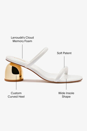 Mule Dew Drop Couro Verniz Branco