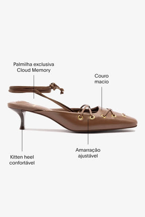 Mule Amarração Amal Couro Marrom