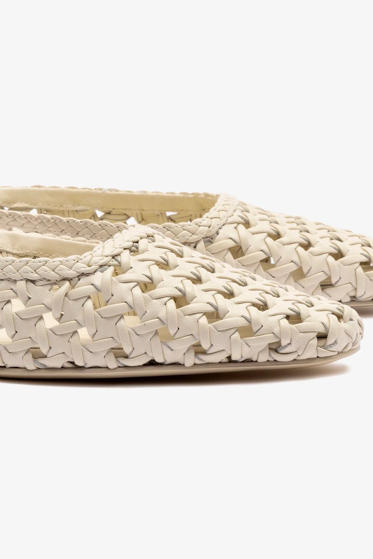 Mule Amal Macramê Couro Off White
