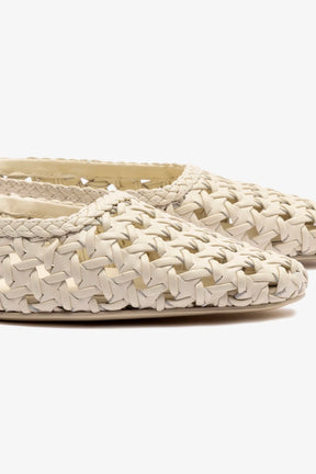 Mule Amal Macramê Couro Off White