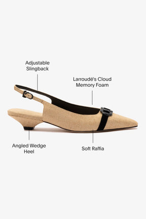 Slingback Franca Ráfia Bege e Camurça Preto