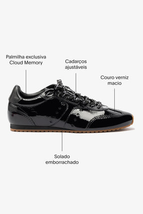 Tênis Stella Couro Verniz Preto
