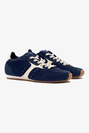 Tênis Stella Camurça Azul e Couro Off White