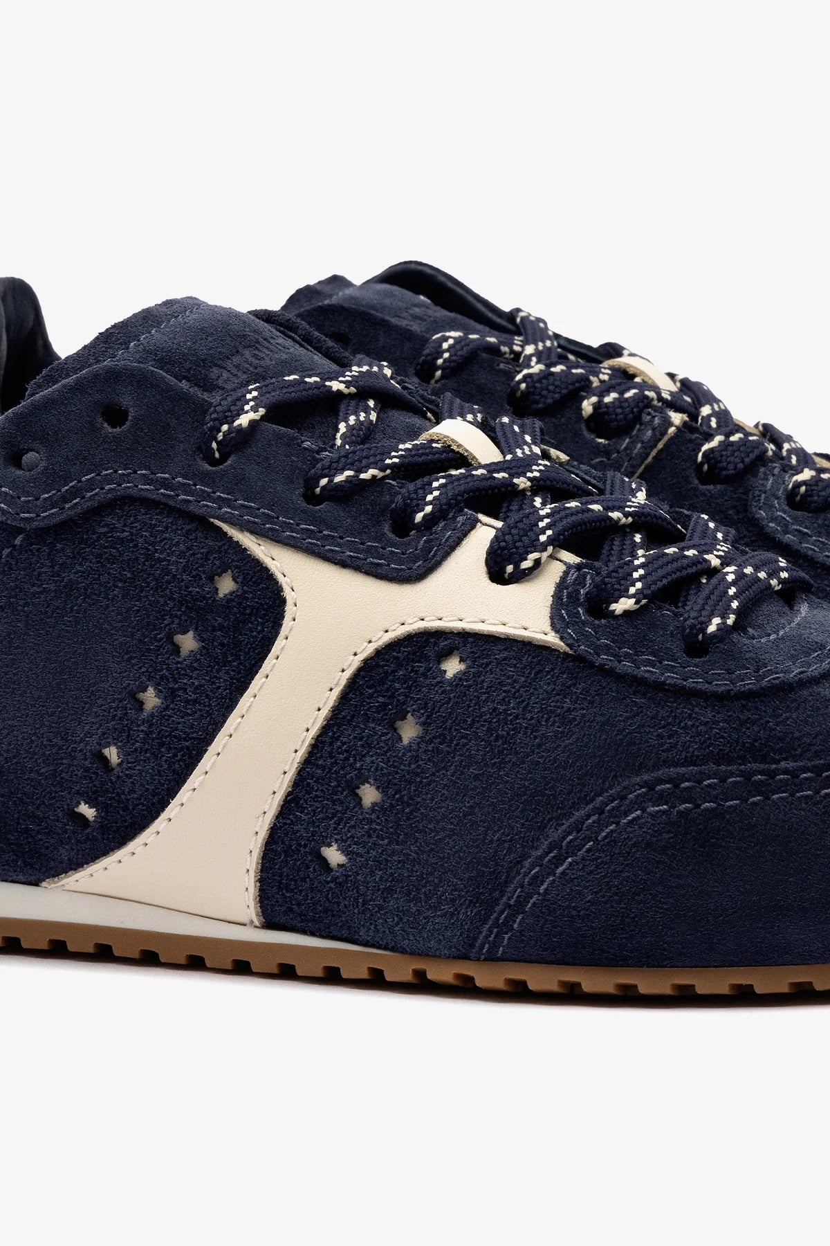 Tênis Stella Camurça Azul e Couro Off White
