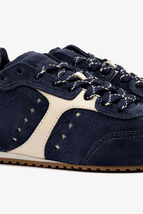 Tênis Stella Camurça Azul e Couro Off White