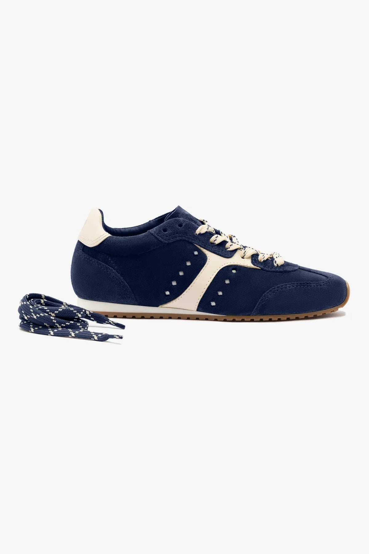 Tênis Stella Camurça Azul e Couro Off White
