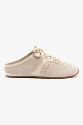 Mule Stella Camurça Cinza e Couro Off White