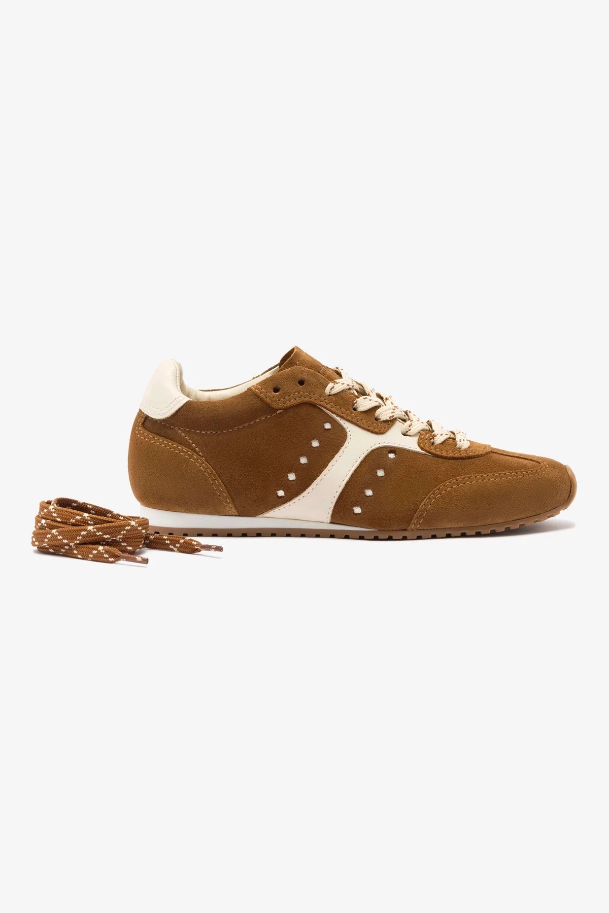 Tênis Stella Camurça Marrom e Couro Off White