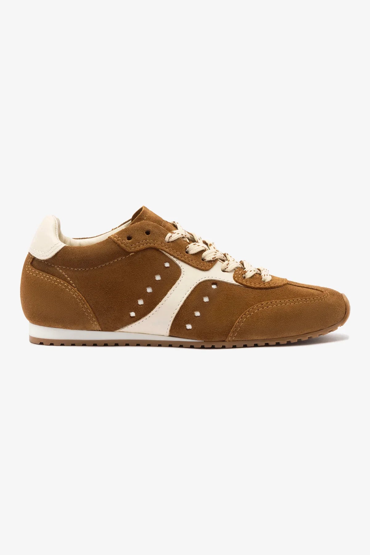 Tênis Stella Camurça Marrom e Couro Off White