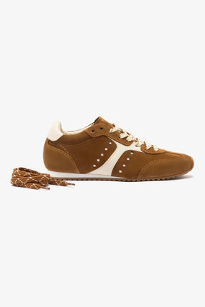 Tênis Stella Camurça Marrom e Couro Off White