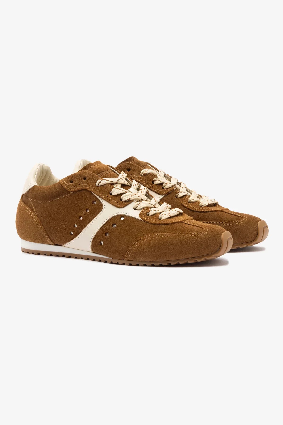 Tênis Stella Camurça Marrom e Couro Off White
