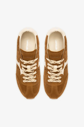 Tênis Stella Camurça Marrom e Couro Off White
