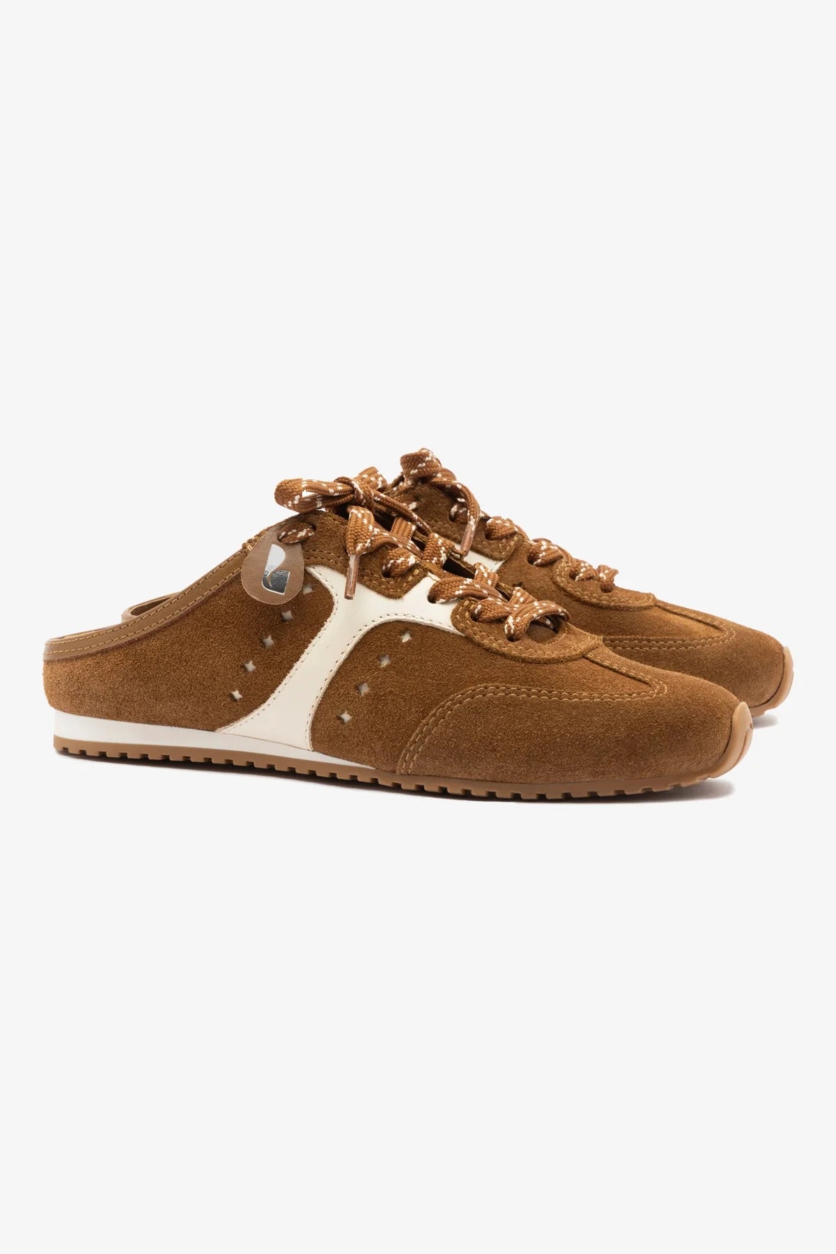 Mule Stella Camurça Terracota e Couro Off White