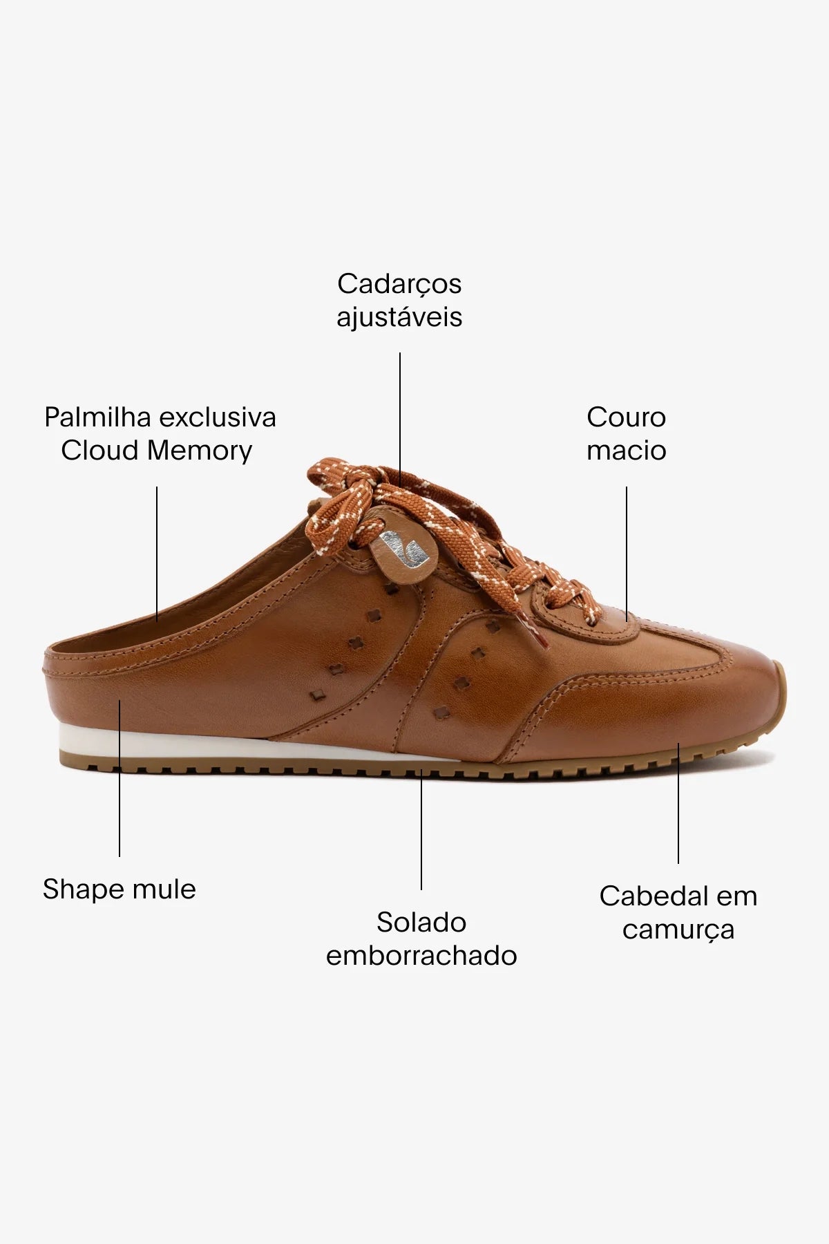 Mule Stella Couro Caramelo