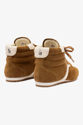 Tênis Cano Médio Stella Camurça Marrom e Couro Off White
