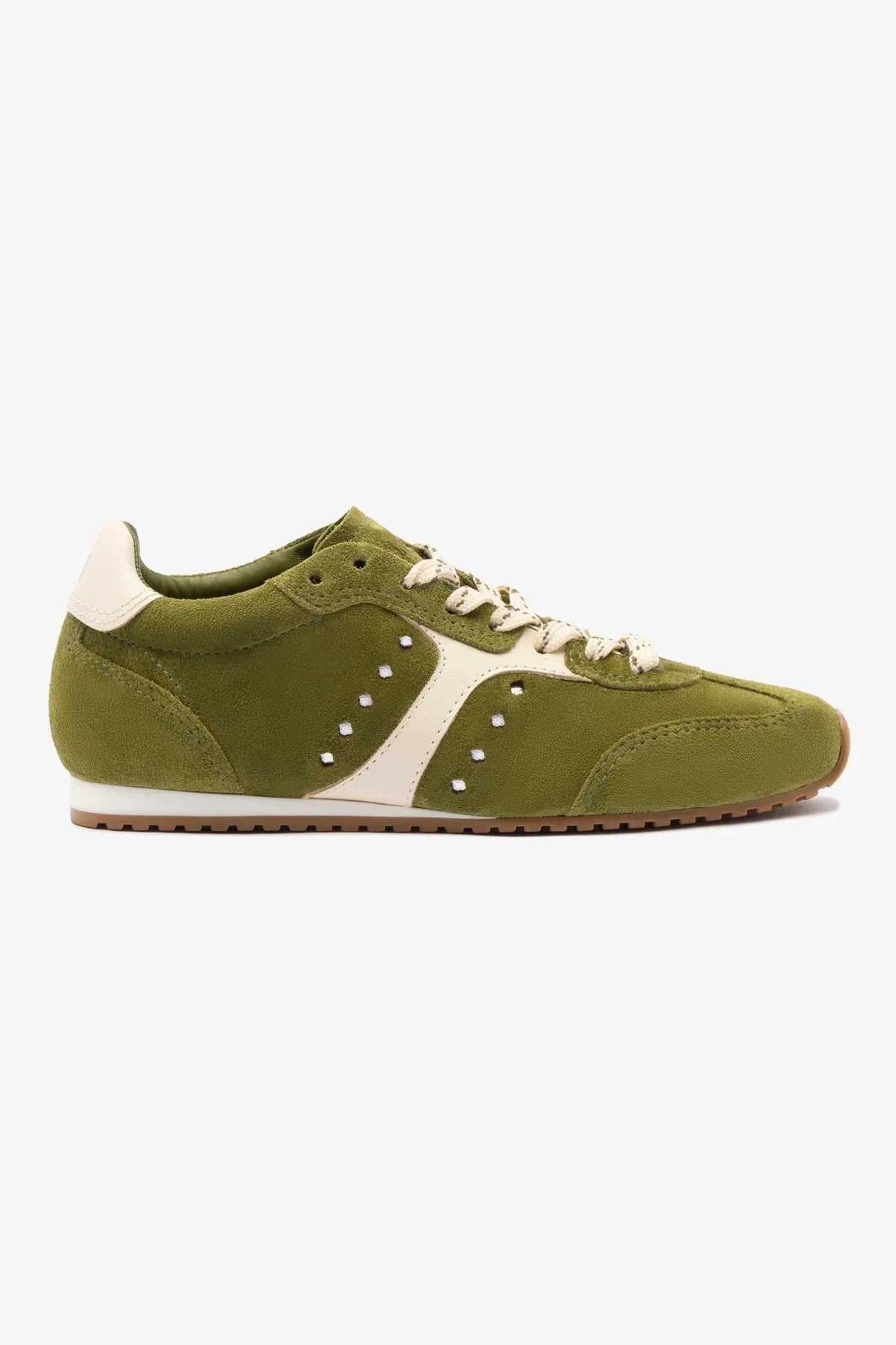 Tênis Stella Camurça Verde e Couro Off White