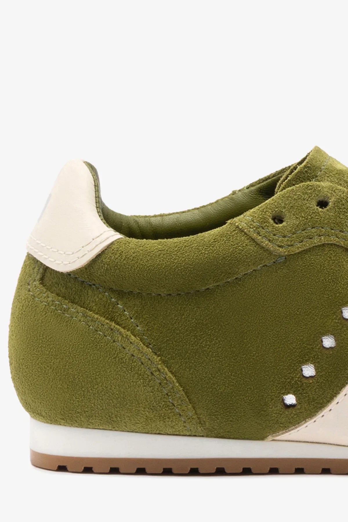 Tênis Stella Camurça Verde e Couro Off White