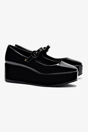 Flatform Blair Couro Verniz Preto
