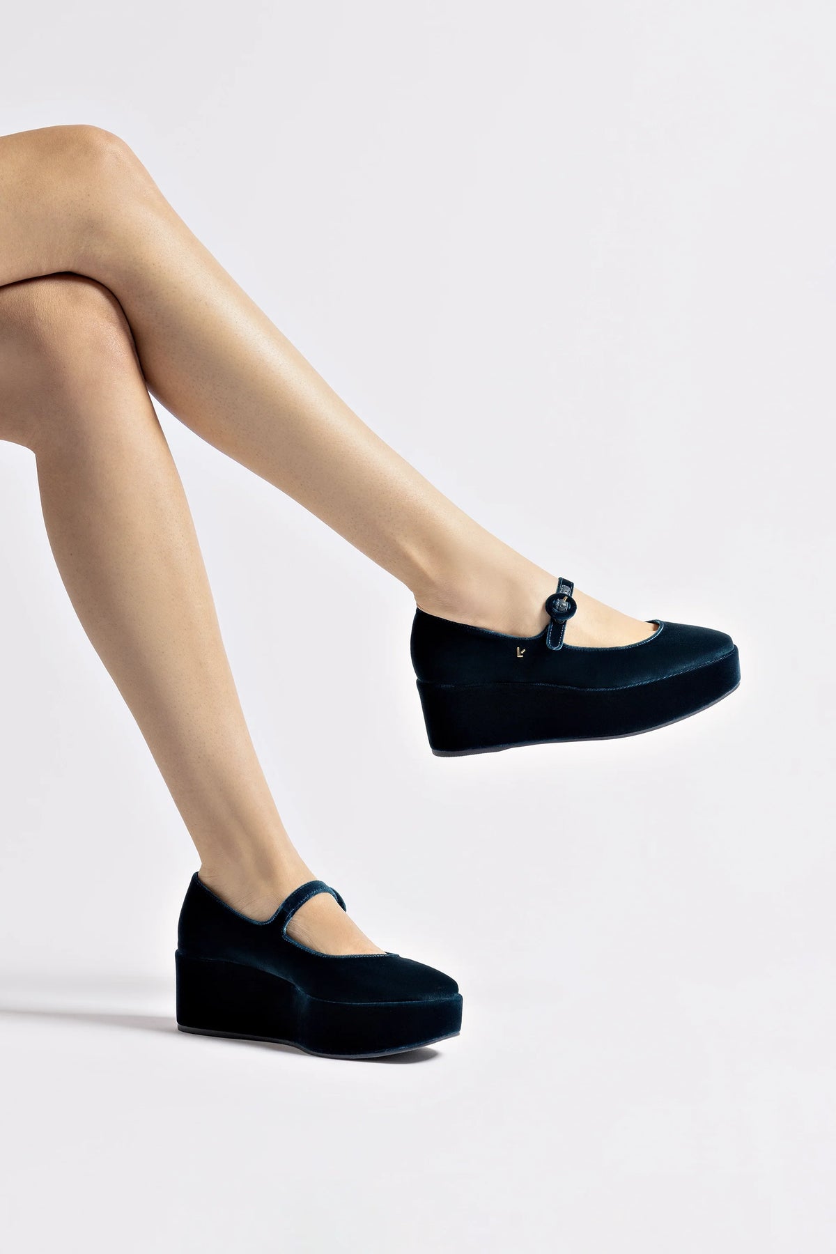 Flatform Blair Veludo Azul