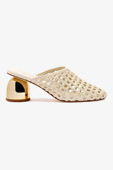 Mule Dew Drop Macramê Couro Off White