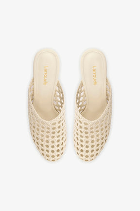 Mule Dew Drop Macramê Couro Off White