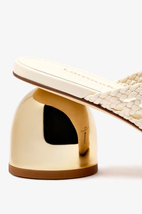 Mule Dew Drop Macramê Couro Off White